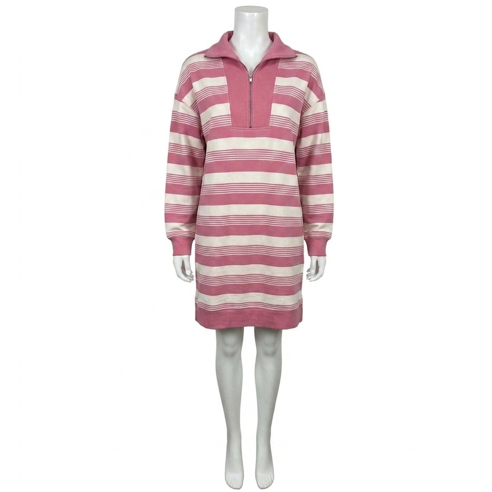 NEW UMGEE stripe half zip dress in mauve